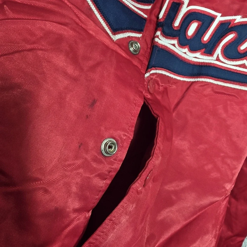 Rare VTG‎ Cleveland Indians Starter Red Satin Jacket Diamond Collection Mens LRG